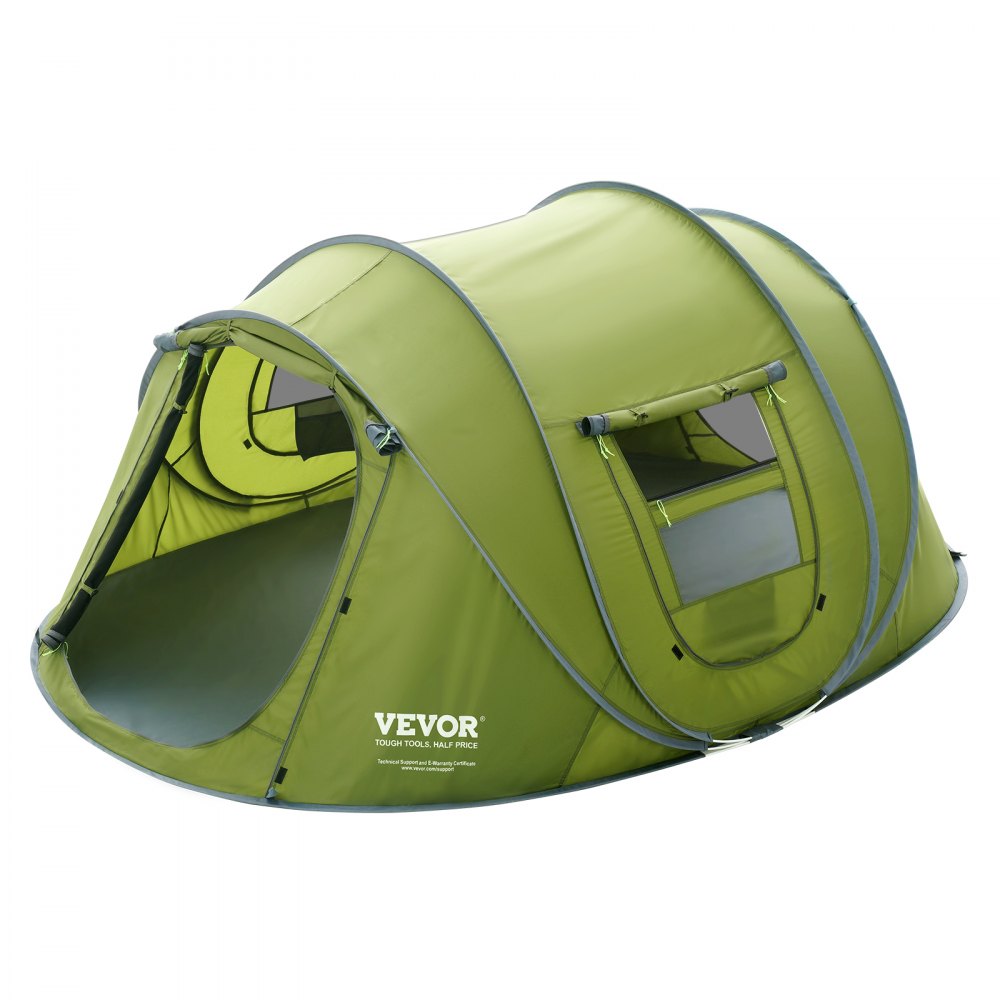 VEVOR campingtelt, 9,2 x 6,6 x 4,3 fot pop-up telt for 4 personer, enkelt oppsett Vanntett ryggsekktelt, med dør og vindu, for utendørs familiecamping, fotturer, jakt, fjellklatring