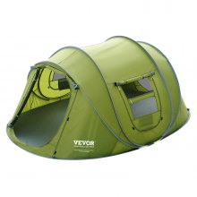 VEVOR campingtält, 9,2 x 6,6 x 4,3 fot pop up-tält för 4 personer, lättinstallerat vattentätt ryggsäckstält, med dörr och fönster, för utomhus familjecamping, vandring, jakt, bergsbestigningsresor