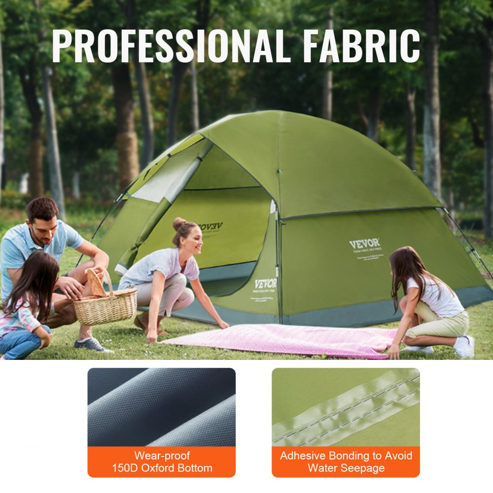 VEVOR Camping Tent, 7 x 7 x 4 ft Fit for 3 Person, Waterproof Lightweight Backpacking Tent, Easy Setup, with Door and Window, for Outdoor Family Camping, Hiking, Hunting, Mountaineering Travel