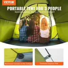VEVOR Camping Tent, 7 x 7 x 4 ft Fit for 3 Person, Waterproof Lightweight Backpacking Tent, Easy Setup, with Door and Window, for Outdoor Family Camping, Hiking, Hunting, Mountaineering Travel