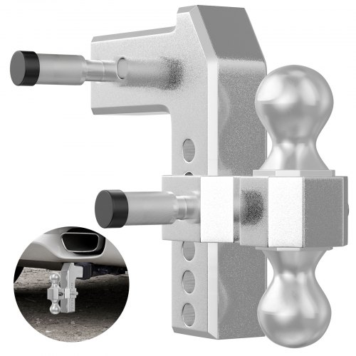 VEVOR Adjustable Trailer Hitch, Fits 2.5" Receiver, 6" Drop Ball Mount Hitch w/ Forged Aluminum Shank ＆ Two Iron Balls, 12500 LBS Towing Capacity for Most Common Needs, Dual Locking Pins Included
