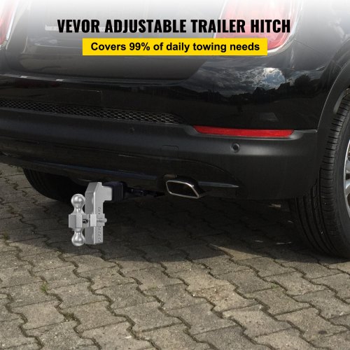 VEVOR Adjustable Trailer Hitch, Fits 2.5" Receiver, 6" Drop Ball Mount Hitch w/ Forged Aluminum Shank & Two Iron Balls, 12500 LBS Towing Capacity for Most Common Needs, Dual Locking Pins Included