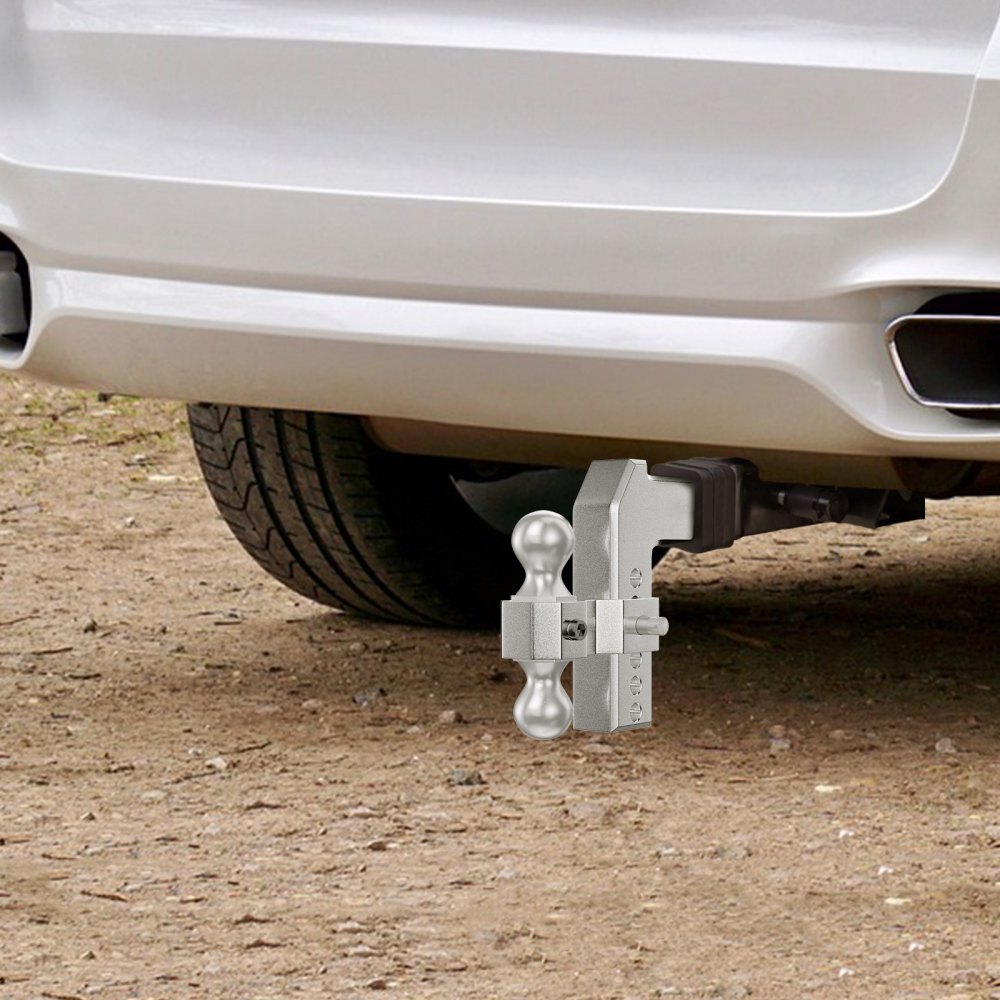 VEVOR Adjustable Trailer Hitch, Fits 2.5" Receiver, 6" Drop Ball Mount Hitch w/ Forged Aluminum Shank & Two Iron Balls, 12500 LBS Towing Capacity for Most Common Needs, Dual Locking Pins Included