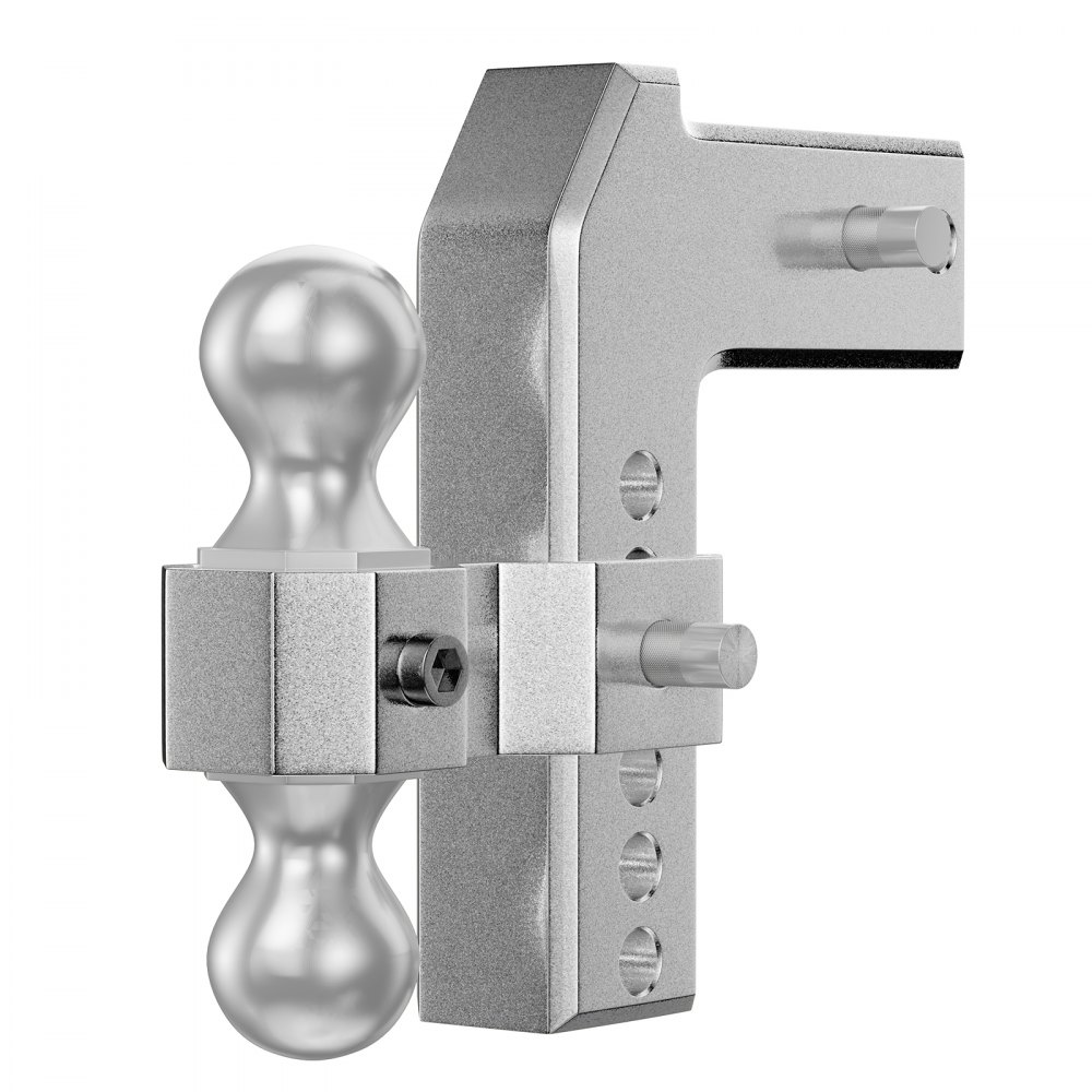 VEVOR Adjustable Trailer Hitch, Fits 2.5" Receiver, 6" Drop Ball Mount Hitch w/ Forged Aluminum Shank & Two Iron Balls, 12500 LBS Towing Capacity for Most Common Needs, Dual Locking Pins Included