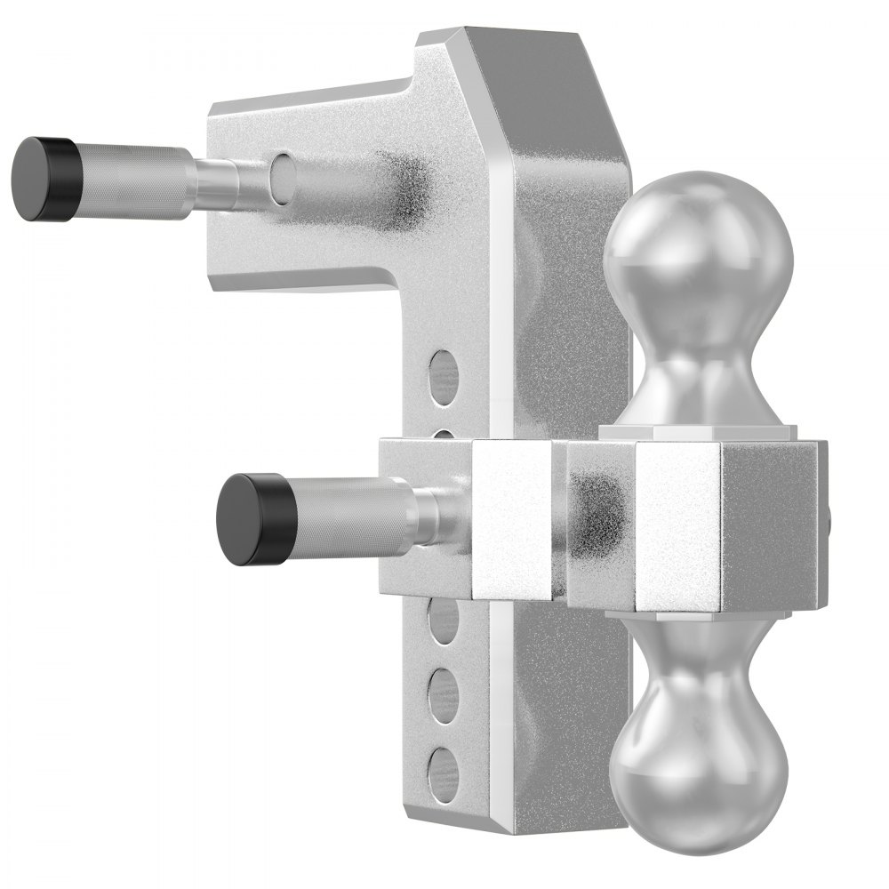 VEVOR Adjustable Trailer Hitch, Fits 2.5" Receiver, 6" Drop Ball Mount Hitch w/ Forged Aluminum Shank & Two Iron Balls, 12500 LBS Towing Capacity for Most Common Needs, Dual Locking Pins Included