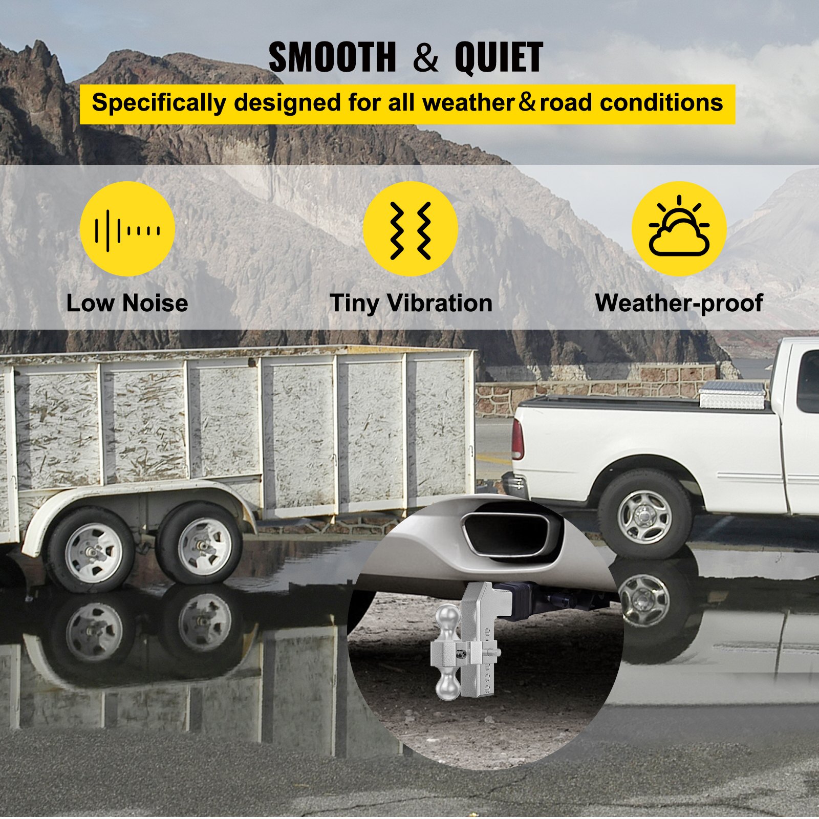 VEVOR Adjustable Trailer Hitch, Fits 2.5" Receiver, 6" Drop Ball Mount Hitch w/ Forged Aluminum Shank & Two Iron Balls, 12500 LBS Towing Capacity for Most Common Needs, Dual Locking Pins Included