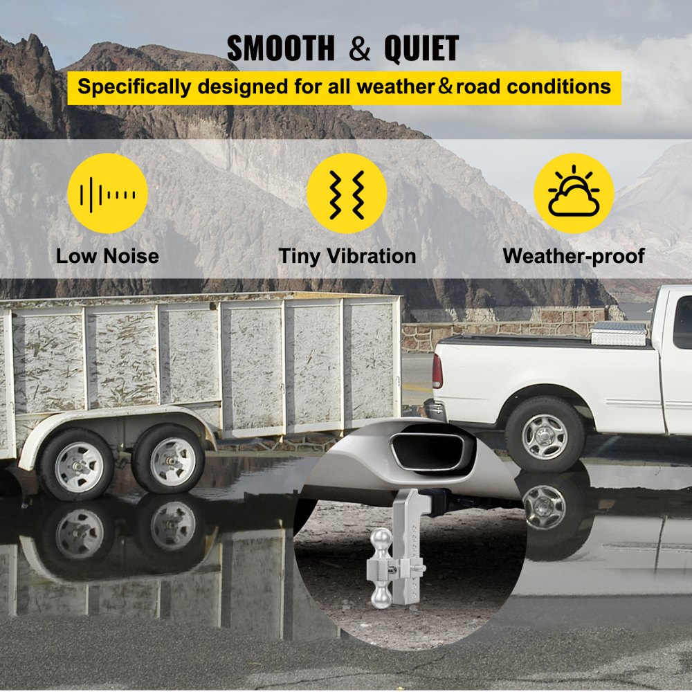 VEVOR Adjustable Trailer Hitch, Fits 2.5" Receiver, 8" Drop Ball Mount Hitch w/ Forged Aluminum Shank ＆ Two Iron Balls, 12500 LBS Towing Capacity for Most Common Needs, Dual Locking Pins Included