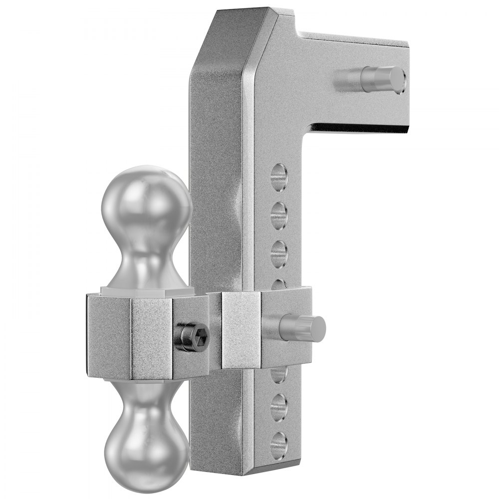 VEVOR Adjustable Trailer Hitch, Fits 2.5" Receiver, 8" Drop Ball Mount Hitch w/ Forged Aluminum Shank ＆ Two Iron Balls, 12500 LBS Towing Capacity for Most Common Needs, Dual Locking Pins Included