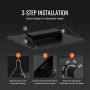 VEVOR led grow light 3-step installation guide with adjustable height and brightness settings.