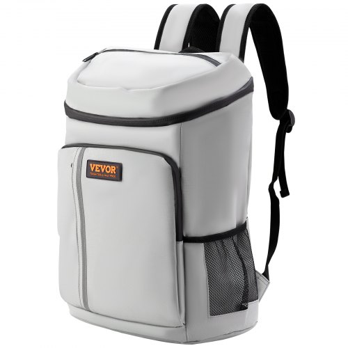 VEVOR Cooler Backpack, 28 Cans Backpack Cooler Leakproof, Waterproof Insulated Backpack Cooler, Lightweight Beach Cooler Bag with Shoulder Padding and Mesh Pocket for Hiking, Camping, BBQ, Grey