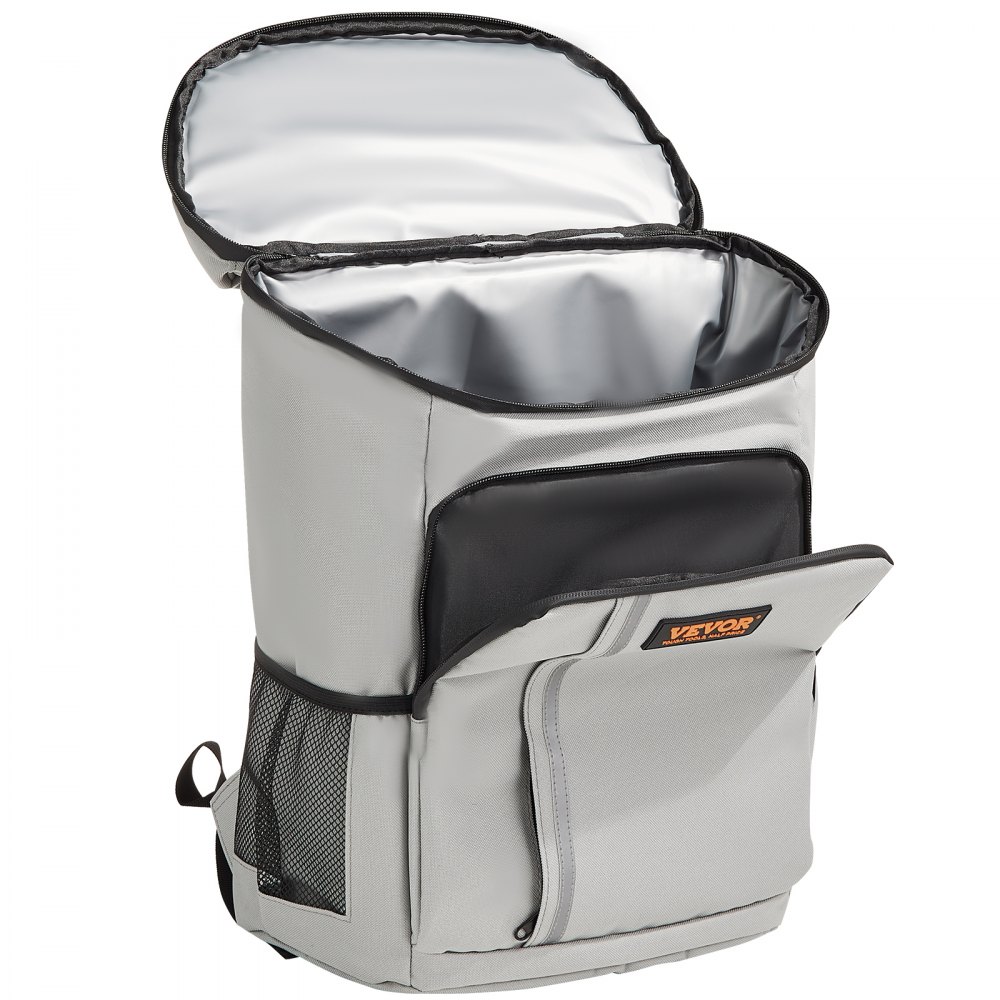 VEVOR Cooler Backpack, 28 Cans Backpack Cooler Leakproof, Waterproof Insulated Backpack Cooler, Lightweight Beach Cooler Bag with Shoulder Padding and Mesh Pocket for Hiking, Camping, BBQ, Grey