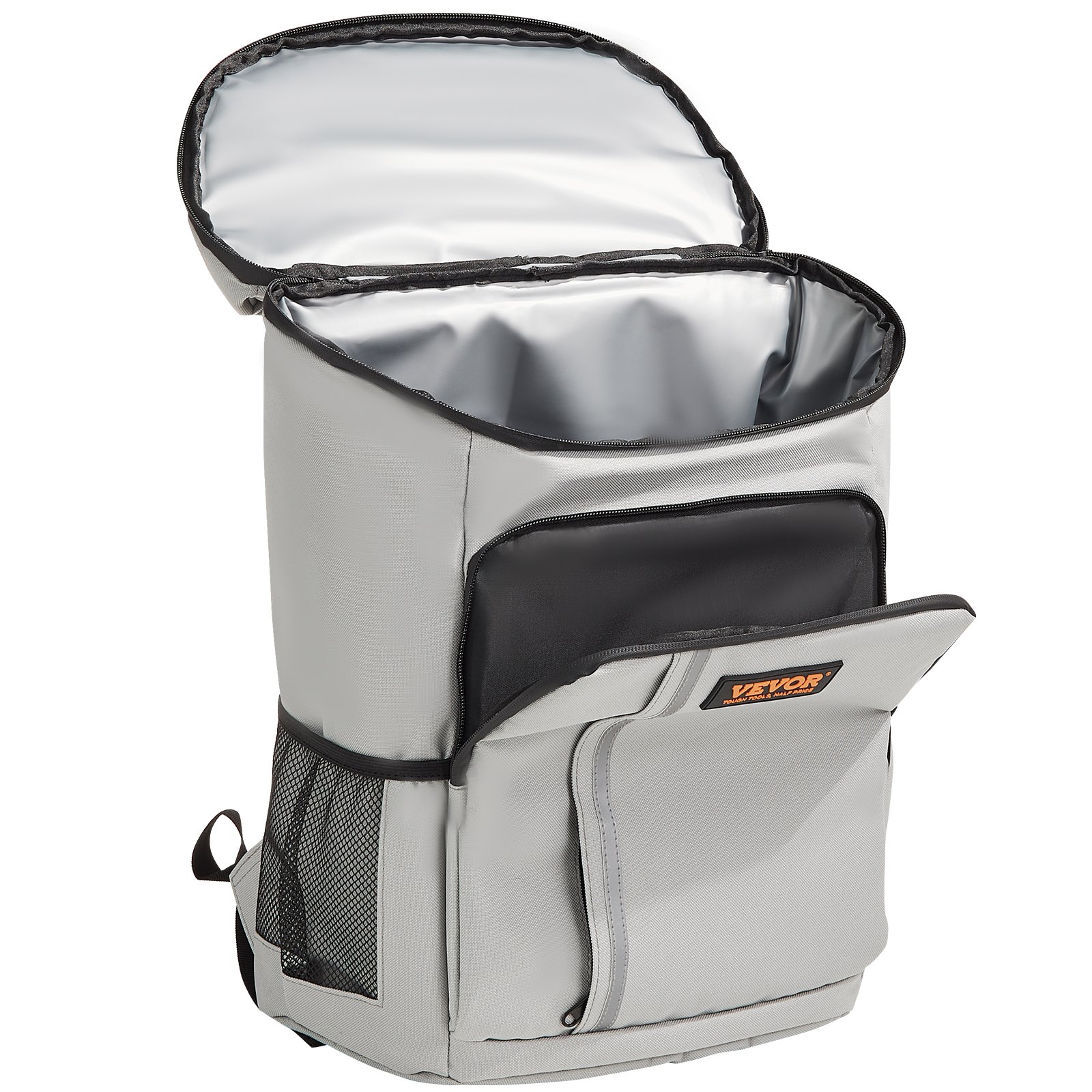 VEVOR Cooler Backpack, 28 Cans Backpack Cooler Leakproof, Waterproof Insulated Backpack Cooler, Lightweight Beach Cooler Bag with Shoulder Padding and Mesh Pocket for Hiking, Camping, BBQ, Grey