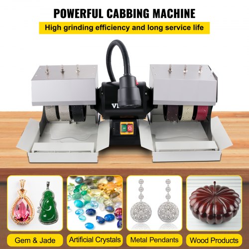 VEVOR 6" Cabbing Machine, 180W, 110V Lapidary Rock Grinder Polisher W/Lamp & Water Pump, Gem Faceting Machine, 1800RPM Rock Grinding Machine for Gem Jade Stone, Create Cabochons for Necklaces