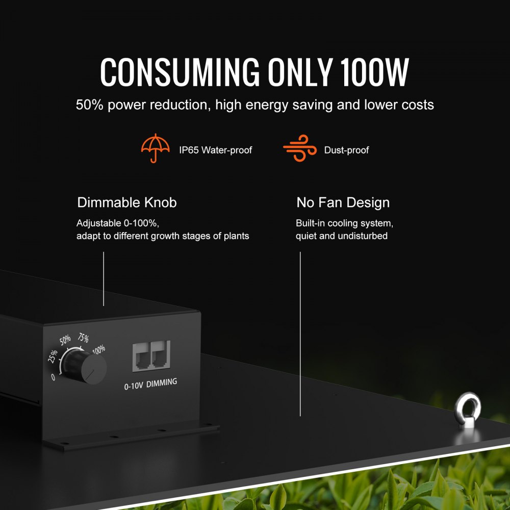 VEVOR LED Grow Light, 300W Full Spectrum Dimmable, High Yield Samsung 2B1B Diodes Growing Lamp for Indoor Plants Seedling Veg and Bloom Greenhouse Growing, Daisy Chain Driver for 91.4 x 91.4 / 121.9 x 121.9 cm Grow Tent