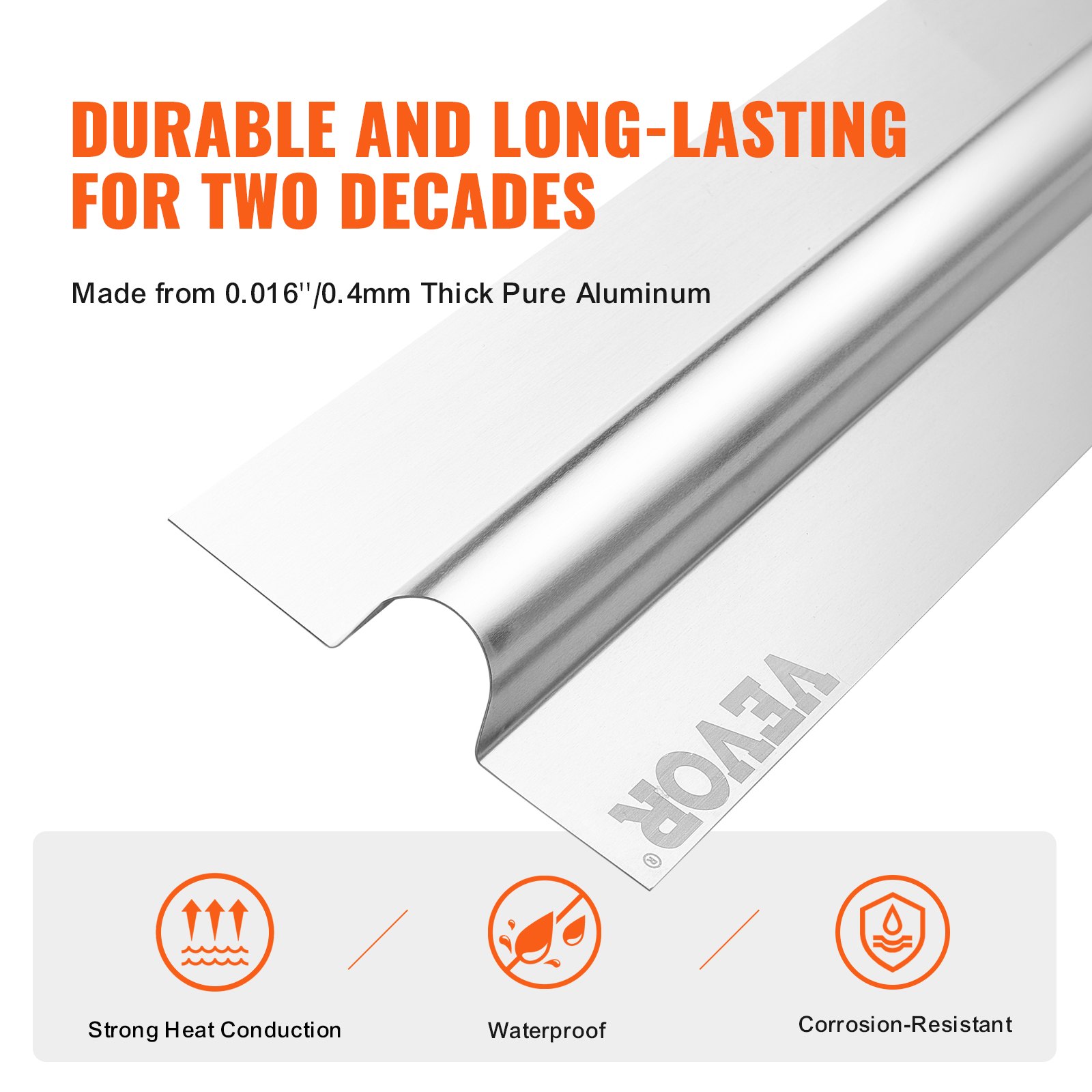 VEVOR PEX Heat Transfer Plates 2 ft, Radiant Heat Plates for 3/4" PEX Pipe, Durable Aluminum & Easy Trimming and Install Underfloor Heat Tubing Plates, Perfect for Wooden Floors (200pcs)