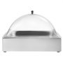 VEVOR Countertop Food Serving Display Container, 1 x 1 Pan Stainless Steel Food Serving Tray, Buffet Condiment Dispenser Display Rack with Clear Arc Lid & 3 Ice Trays, for Restaurant, Hotel, Party