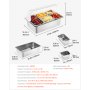 VEVOR Countertop Food Serving Display Container, 5 Pan Stainless Steel Food Serving Tray, Buffet Condiment Dispenser Display Rack with Clear Lid & 3 Freezer Boxes, for Restaurant Hotel Kitchen Party