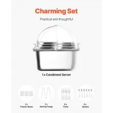 Countertop Food Serving Display Container 5 Pan Condiment Dispenser with Lid
