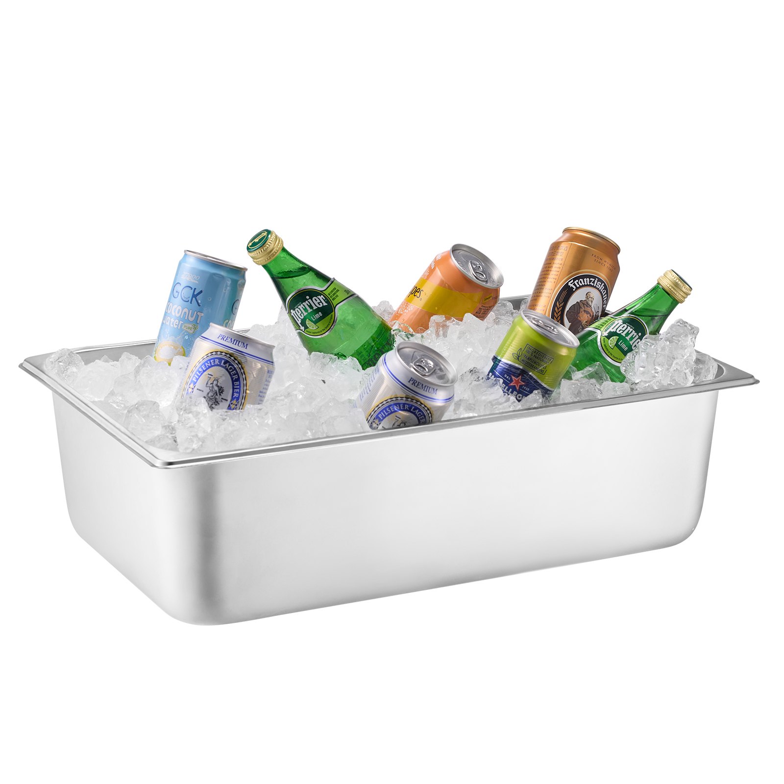 VEVOR Countertop Food Serving Display Container, 5 Pan Stainless Steel Food Serving Tray, Buffet Condiment Dispenser Display Rack with Clear Lid & 3 Freezer Boxes, for Restaurant Hotel Kitchen Party