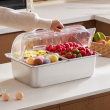 Countertop Food Serving Display Container 4 Pan Condiment Dispenser with Lid