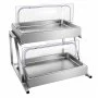 VEVOR Countertop Food Serving Display Container, 2 Tier Stainless Steel Food Salad Server Tray, Buffet Condiment Dispenser, Ice Cooled Rack with Clear Roll Top Cover, for Restaurant Hotel (1/1 Pan x2)