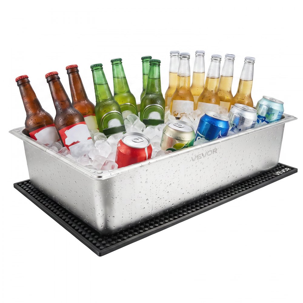 VEVOR Countertop Food Serving Display Container, Stainless Steel Food Salad Server Tray, Buffet Condiment Dispenser, Ice Cooled Rack with Clear Roll Top Cover, for Restaurant Hotel (6x1/6 Pan x2)