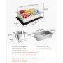 VEVOR Countertop Food Serving Display Container, Stainless Steel Food Salad Server Tray, Buffet Condiment Dispenser, Ice Cooled Rack with Clear Roll Top Cover, for Restaurant Hotel (6x1/6 Pan x2)