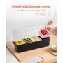 VEVOR Chilled Condiment Server, 4 Compartment Ice Cooled Condiment Serving Container, Chilled Garnish Tray Bar Caddy with Lid, for Bartending & Serving Taco, Salad, Fruit, Home & Restaurant Supplies
