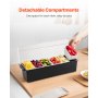 VEVOR Chilled Condiment Server 6 Compartment Cold Serving Tray with Clear Lid