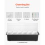VEVOR Chilled Condiment Server 6 Compartment Cold Serving Tray with Clear Lid