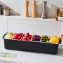 VEVOR Conjunto de Condimentos Refrigerados, Recipiente para Servir Condimentos Refrigerados com 6 Compartimentos, Bandeja para Guarnição Refrigerada com Tampa, para Bartenders e Servidores de Tacos, Saladas, Frutas, Artigos para Casa e Restaurantes