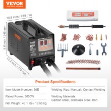 VEVOR Stud Welder Dent Repair Kit 220V 3KW Spot Welder Dent Puller with 7 Modes