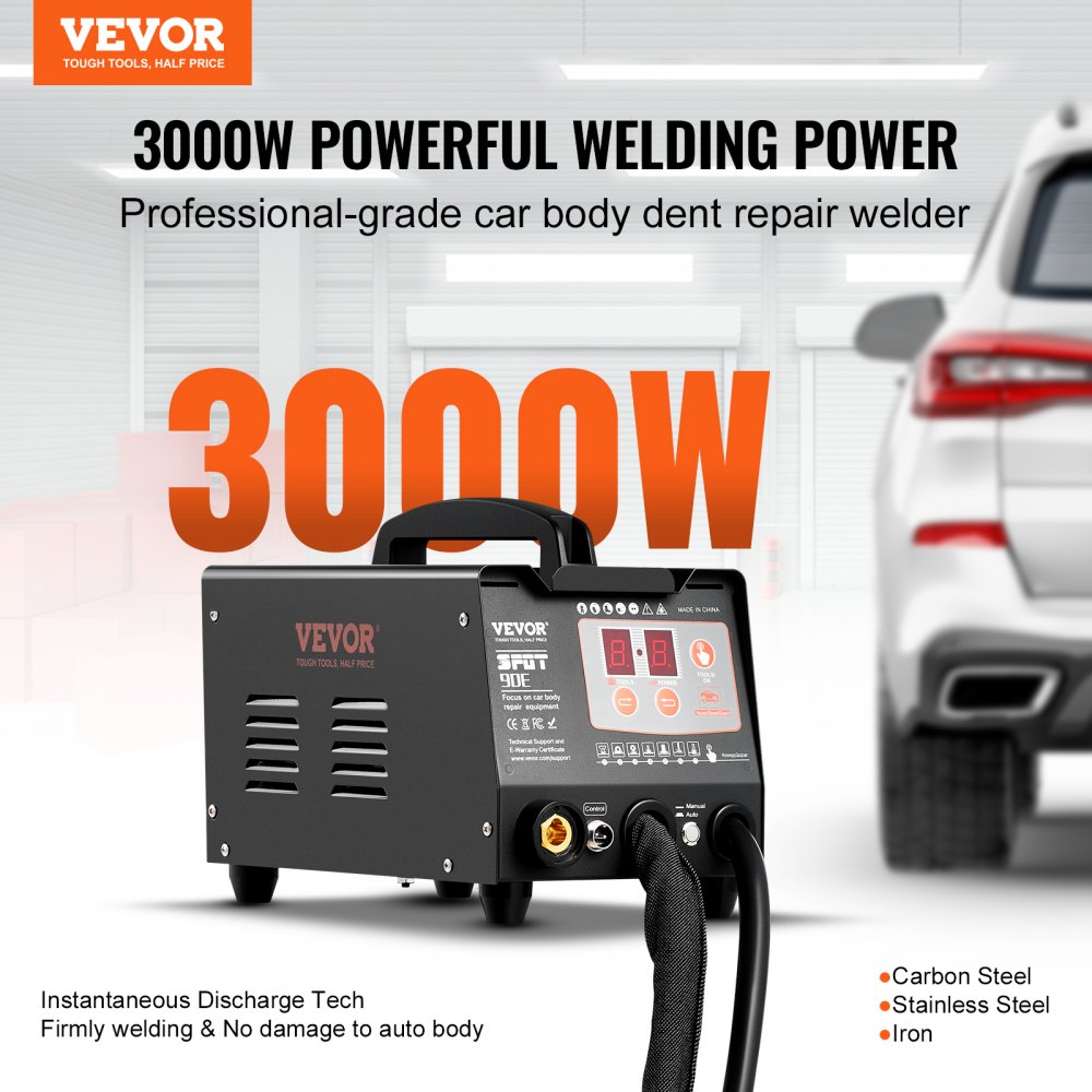 VEVOR Spot Welder Dent Puller, 3KW Stud Welder Dent Repair Kit with 2 Welding Guns, Auto/Manual Welding & 7 Modes, Auto Body Spot Welding Dent Repair Machine for Car, Truck Dent Repair