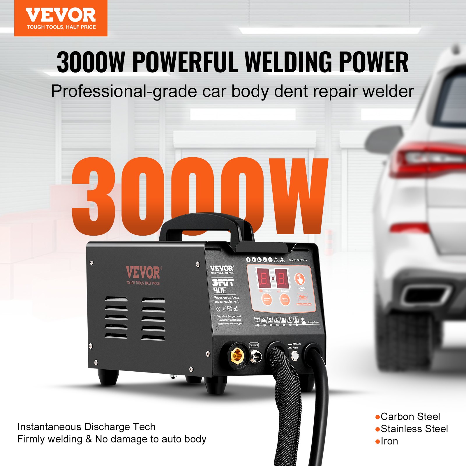 VEVOR Spot Welder Dent Puller, 3KW Stud Welder Dent Repair Kit with 2 Welding Guns, Auto/Manual Welding & 7 Modes, Auto Body Spot Welding Dent Repair Machine for Car, Truck Dent Repair