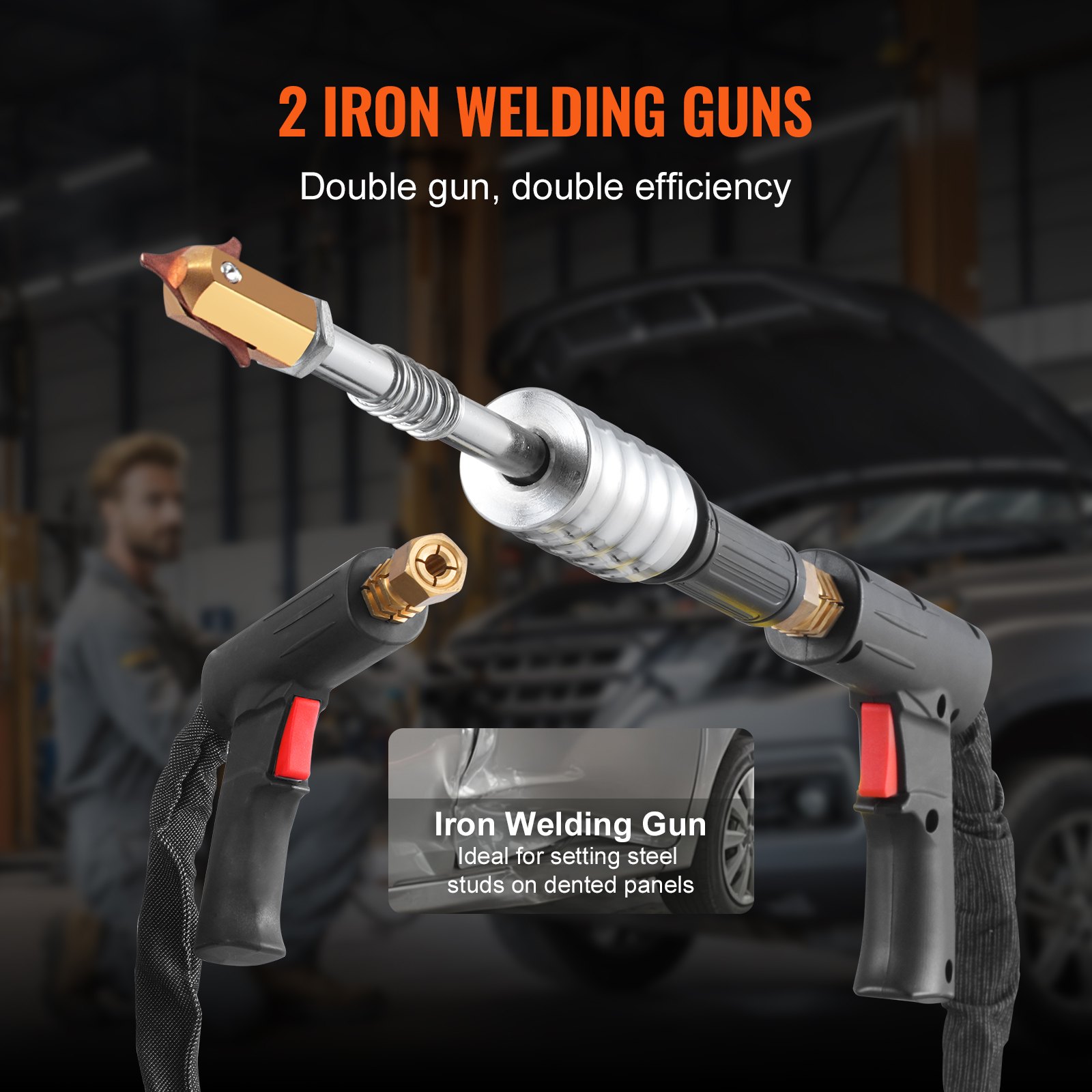 VEVOR Spot Welder Dent Puller, 3KW Stud Welder Dent Repair Kit with 2 Welding Guns, Auto/Manual Welding & 7 Modes, Auto Body Spot Welding Dent Repair Machine for Car, Truck Dent Repair