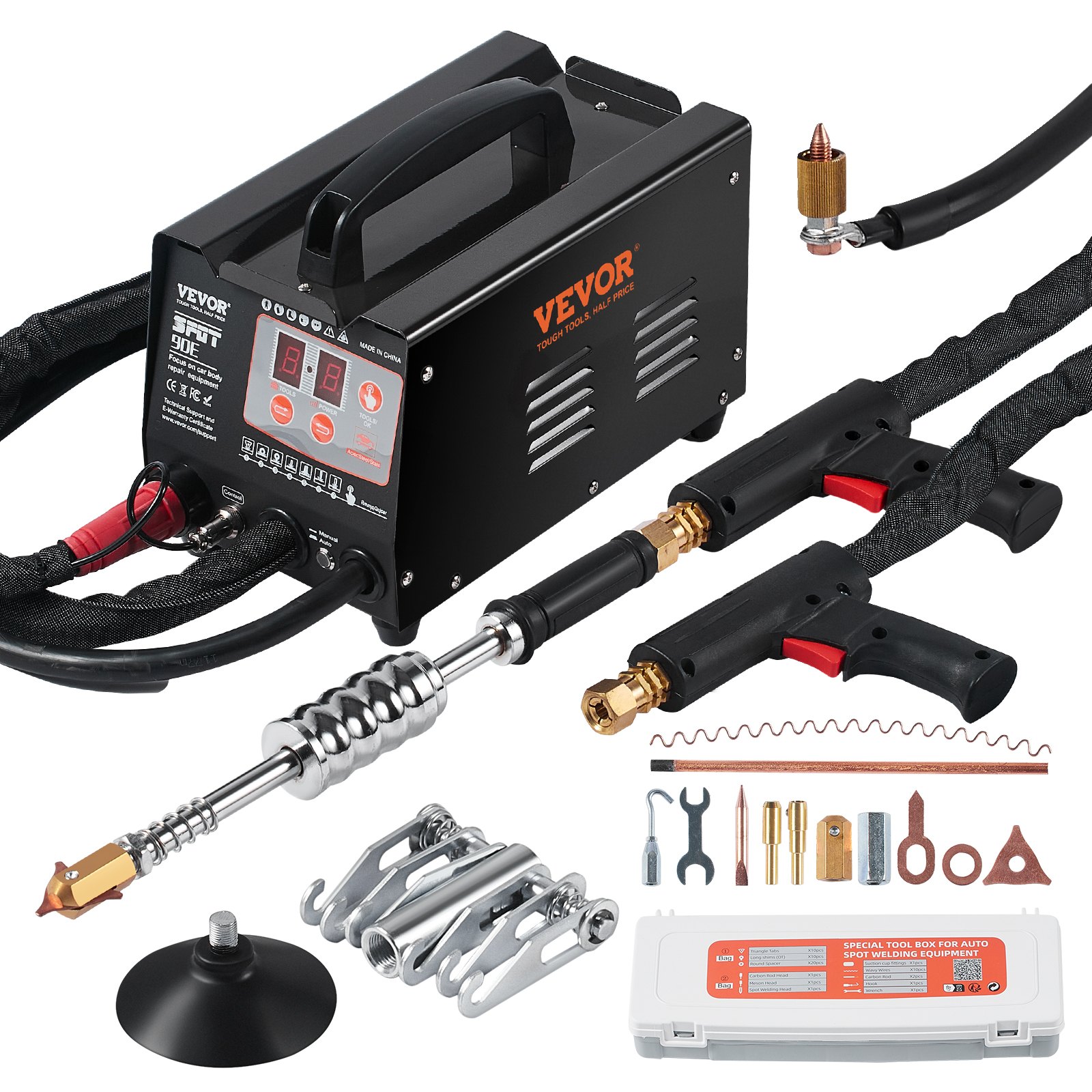 VEVOR Spot Welder Dent Puller, 3KW Stud Welder Dent Repair Kit with 2 Welding Guns, Auto/Manual Welding & 7 Modes, Auto Body Spot Welding Dent Repair Machine for Car, Truck Dent Repair