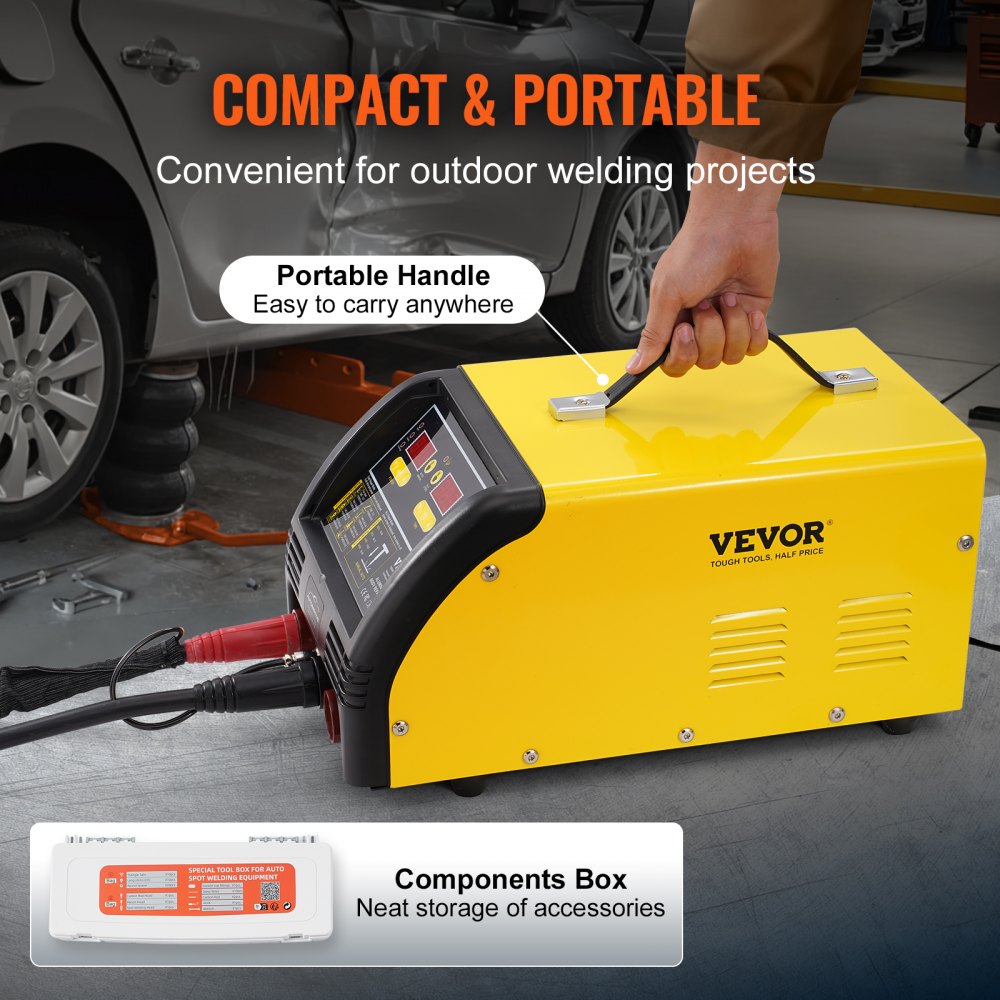 VEVOR Dual Pro Stud Welder Deluxe AL/Fe Dent Repair Kit, Professional 5KW Welder with Auto/Manual Welding and 10 Modes, Spot Welding Dent Repair Machine for Steel & Aluminum Auto Panels Repair