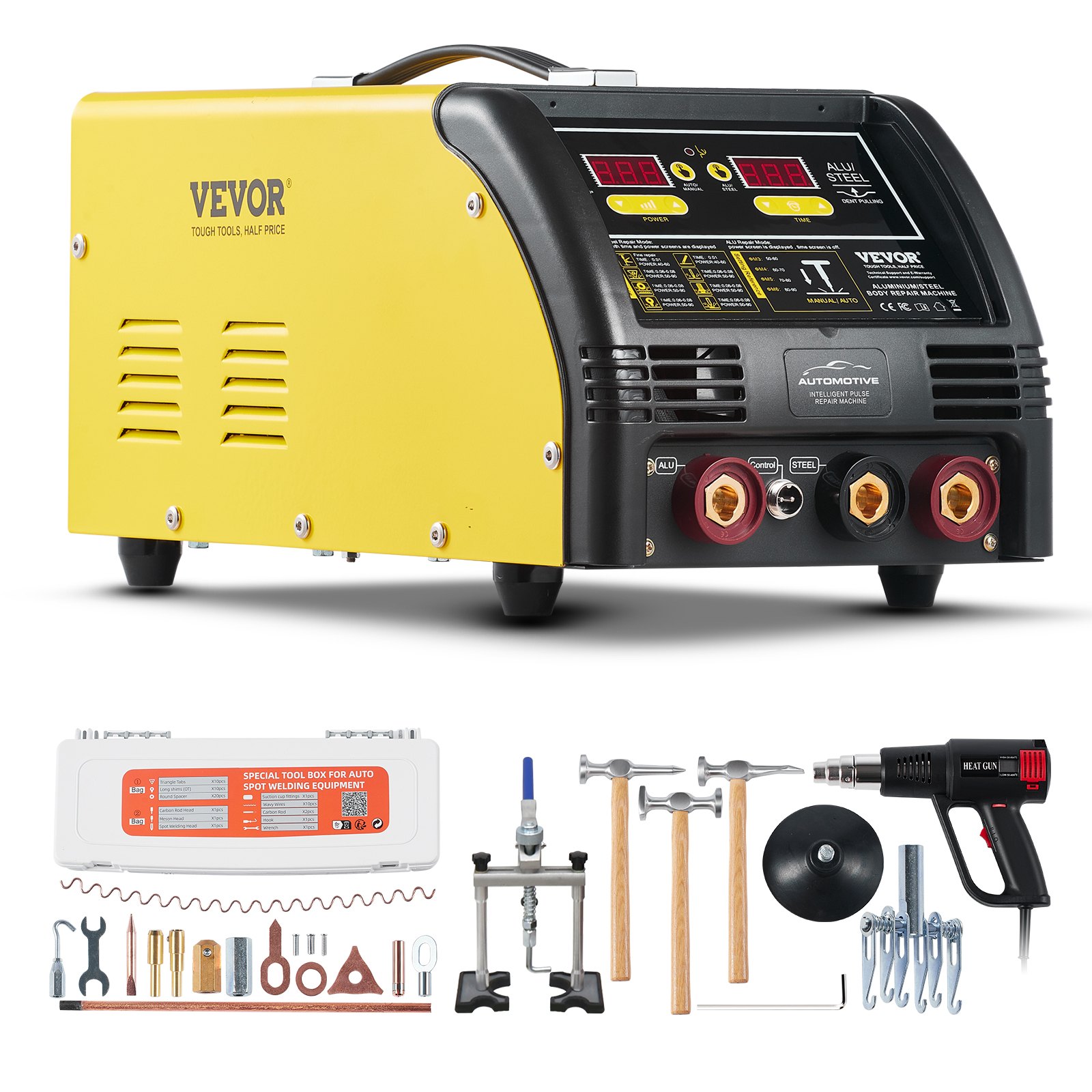 VEVOR Dual Pro Stud Welder Deluxe AL/Fe Dent Repair Kit, Professional 5KW Welder with Auto/Manual Welding and 10 Modes, Spot Welding Dent Repair Machine for Steel & Aluminum Auto Panels Repair