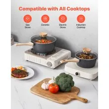 VEVOR 1.5 QT & 2.5 QT Nonstick Saucepan Set with Glass Lid & Detachable Handle