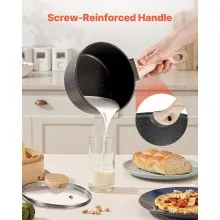VEVOR 1.5 QT & 2.5 QT Nonstick Saucepan Set with Glass Lid & Detachable Handle