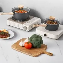 VEVOR 1.5 QT & 2.5 QT Nonstick Saucepan Set with Glass Lid & Detachable Handle