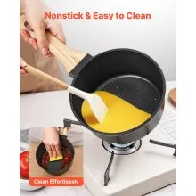 VEVOR 1.5 QT Saucepan, Nonstick Saucepan with Tempered Glass Lid, Multipurpose Cooking Sauce Pot with Detachable Handle, Sauce Pan Small Kitchen Cooking Pot with Coating, Induction Compatible, Black