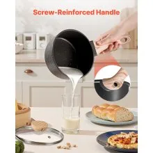 VEVOR 1.5 QT Saucepan, Nonstick Saucepan with Tempered Glass Lid, Multipurpose Cooking Sauce Pot with Detachable Handle, Sauce Pan Small Kitchen Cooking Pot with Coating, Induction Compatible, Black