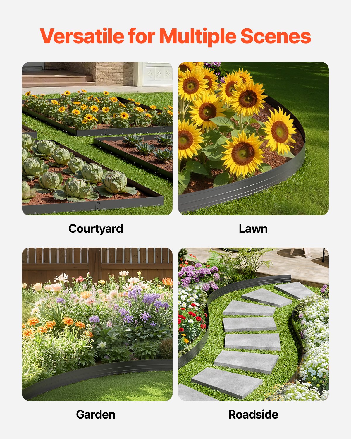 VEVOR Metal Landscape Edging, 10 Packs 60 in Rust-Resistant Aluminum Alloy Landscape Edging, Bendable Garden Edging Border, Heavy Duty Lawn Edging Fence for Flower Bed Yard Pathway