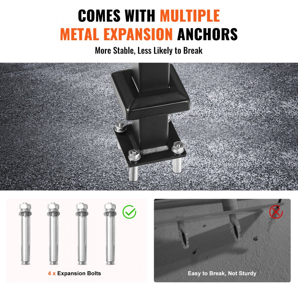 VEVOR Single Post Handrail for Outdoor 1-3 Step 102.9 cm Stair Handrail Floor Mount