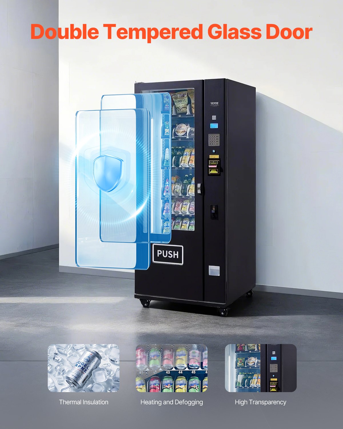 Máquina expendedora refrigerada combinada VEVOR, 36 ranuras, con TIC para refrigerios y refrescos, con aceptador de billetes y monedas, 6 niveles de gran capacidad para negocios, centros comerciales, oficinas y escuelas.