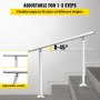 VEVOR Outdoor Stair Railing Kit, 3 FT Handrails 2-3 Steps, Adjustable Angle White Aluminum Stair Hand Rail for The Elderly, Handrails for Outdoor Steps