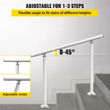 VEVOR Handrail Outdoor Stairs, 3ft, 34 Inch Outdoor Handrail White Outdoor Stair Railing Adjustable from 0 to 60 Degrees Handrail for Stairs Outdoor White Aluminum Stair Railing for Garden