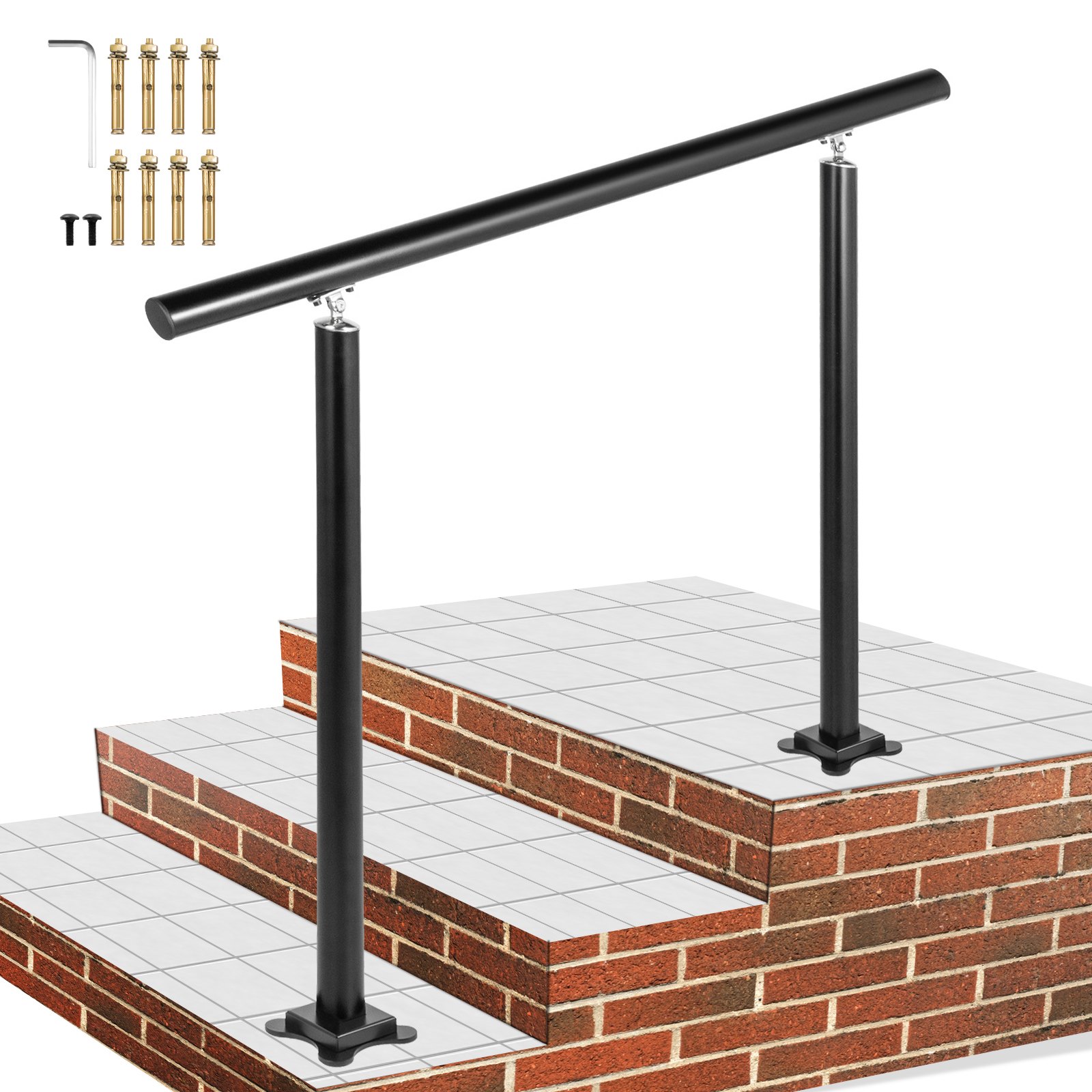 Sweiko Handrail Outdoor Stairs, 3ft, 34 Inch Outdoor Handrail, Outdoor Stair Railing Adjustable from 0 to 60 Degrees Handrail for Stairs Outdoor Black Aluminum Stair Railing for Garden, Office Area Sweiko Handrail Outdoor Stairs, 3ft, 34 Inch Outdoor Handrail, Outdoor Stair Railing Adjustable from 0 to 60 Degrees Handrail for Stairs Outdoor Black Aluminum Stair Railing for Garden, Office Area