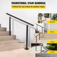 VEVOR Outdoor Stair Railing Kit, 4 FT Handrails 1-4 Steps, Adjustable Angle Black Aluminum Stair Hand Rail for The Elderly, Handrails for Outdoor Steps